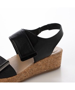 ing <ing>ダブルベルトウエッジサンダル ブラック