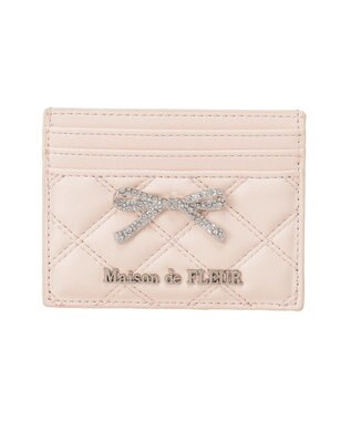 Maison de FLEUR リボンビジューキルティングカードケース Light Pink