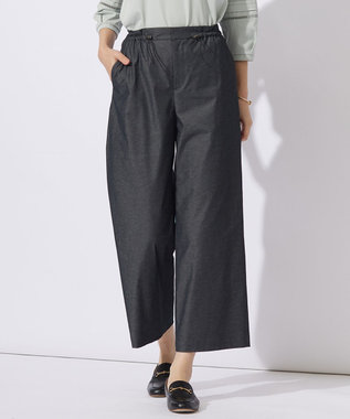 J.PRESS LADIES L 【洗える・吸水速乾・接触冷感】リネンツイル パンツ ブラックシャンブレー系