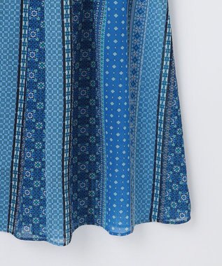 自由区 【洗える・XSサイズあり】オリエンタルモザイクプリント ワンピース スカイブルー系5