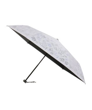 MOONBAT 【遮光率100％/遮熱/UV】LANVIN en Bleu (ランバン オン ブルー)晴雨兼用日傘 ドローイング フラワー 花柄 折りたたみ傘 簡単開閉 ライトグレー