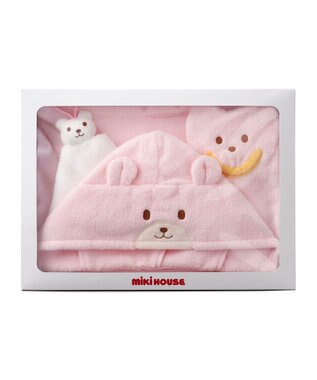 MIKI HOUSE HOT BISCUITS 【ミキハウス】 無撚糸バスポンチョギフトセット【BOX付き】 ピンク