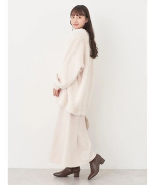 earth music&ecology ロングシャギーＶネックカーディガン Ivory