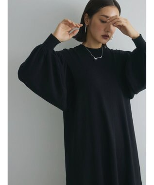 Green Parks armonia. 袖ボリュームニットワンピース Black