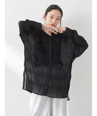 earth music&ecology クシュクシュシアーシャツ Black