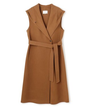 BEIGE， LEMOORE / ウールリバーフード付きロングジレ Caramel