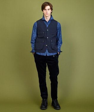 JOSEPH ABBOUD MOUNTAIN 【軽量・テ―ム・ヤルビーコラボ】プリント ワックスクロス ベスト ネイビー系