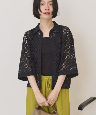 AMERICAN HOLIC 刺繍ショート半袖シャツ Black