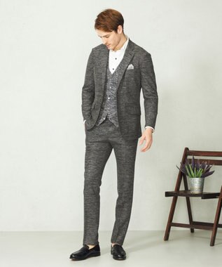 JOSEPH ABBOUD 【キングサイズ・清涼感/軽い/洗える】 スラブギマニットベスト ブラック系