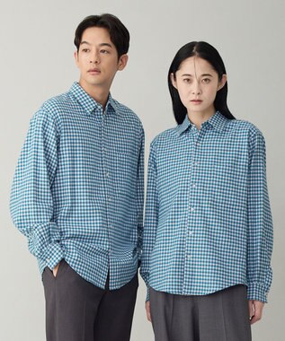 UNFILO MENS 【男女兼用】クリーンチェック ネルシャツ ブルーチェック