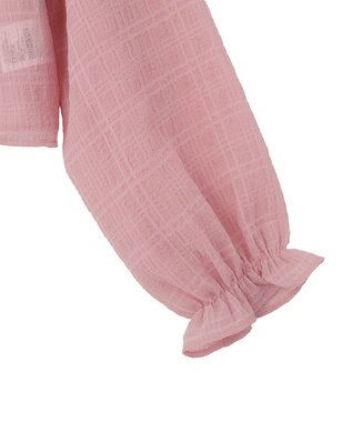 earth music&ecology シアーチェック2wayオフショルブラウス Pink