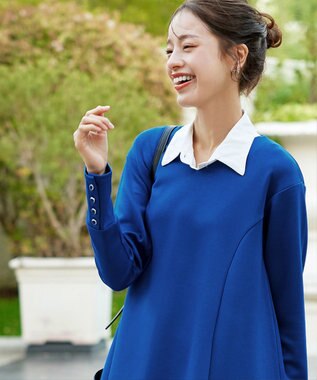 Tiaclasse 【洗える】【ふわもち美すふれ】フレアシルエットカットソー ブルー