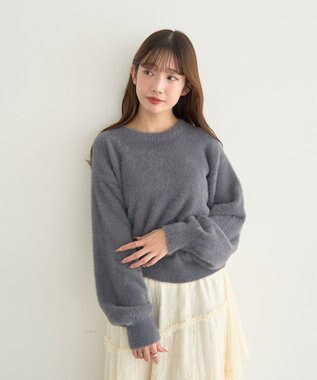 earth music&ecology ミニシャギープルオーバー Charcoal Gray