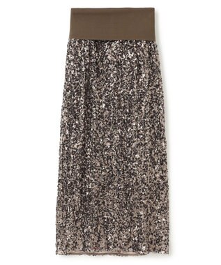 BEIGE， 【洗える】ALYSSUME / スパンコールストレッチニットスカート Khaki