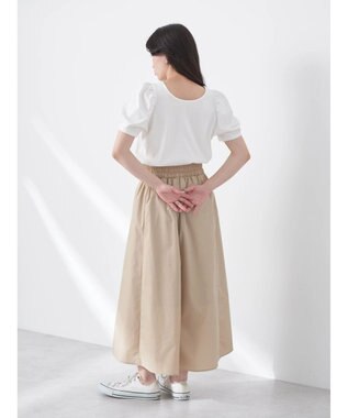 earth music&ecology ウエストリボンヘムスカート Beige