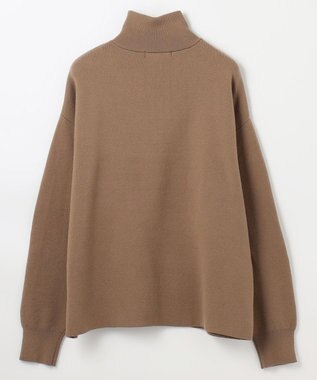 ANY スウェットライクハーフジップニット キャメル