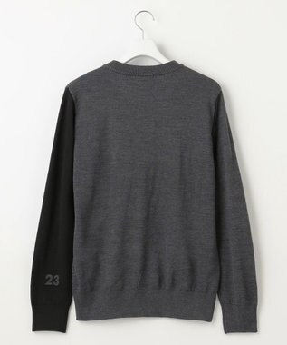 23区GOLF 【MEN】ロゴチェックジャガード　クルーネック ニット グレー系
