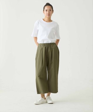 caqu color linen wide cropped コットンリネンクロップド丈ワイドパンツ