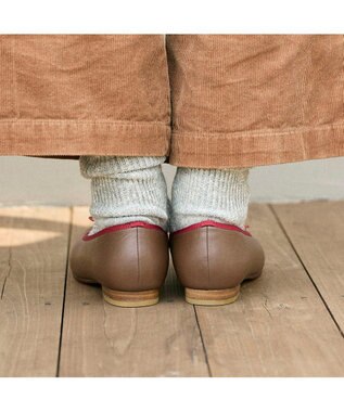 ing <ing>【３E】ワンポイントバレエシューズ ブラウンコンビ