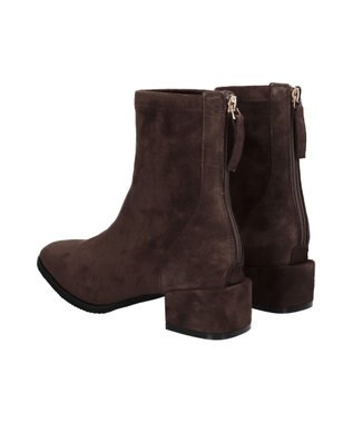 Bridget Birkin 【PARADIS COULEUR】スクエアトウバックジップストレッチブーツ ダークブラウンスウェード