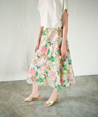 GRACE CONTINENTAL フルーツ刺繍フレアスカート イエロー