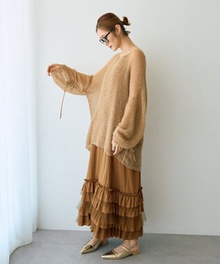 YECCA VECCA 袖シャーリングシアーニット Beige
