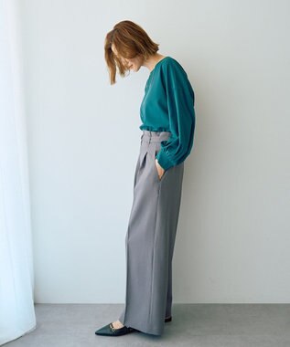 YECCA VECCA 2wayボリューム袖ブラウス Blue Green