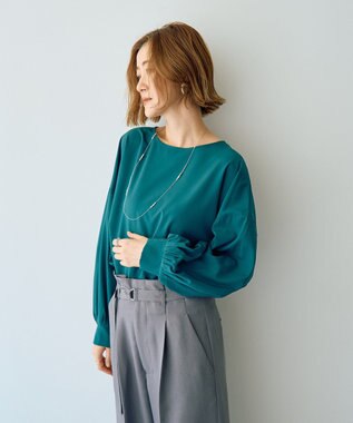 YECCA VECCA 2wayボリューム袖ブラウス Blue Green
