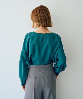 YECCA VECCA 2wayボリューム袖ブラウス Blue Green