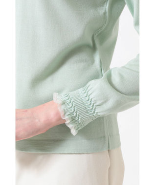 DAKS キュプラ混ハイネックプルオーバー ミニフリル シルトグリーン