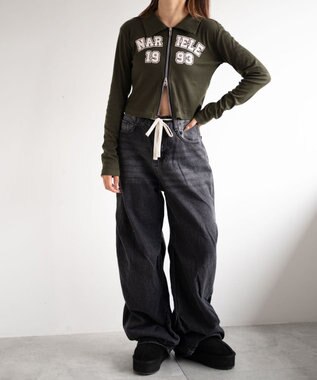 WEGO ドロストコードフレアデニム ブラック