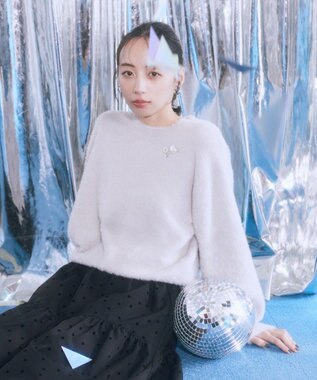 earth music&ecology ミニシャギープルオーバー Light Gray