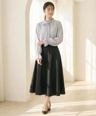 Feroux リボンディテール ブラウス ライトグレー系