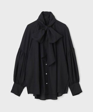 GRACE CONTINENTAL タイ付ギャザーシャツ ブラック