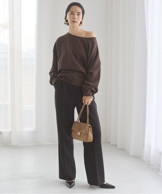 WEGO 【ANGIE VINTAGE/SETUP対応アイテム】オフショルダー裏毛スウェット ダークブラウン