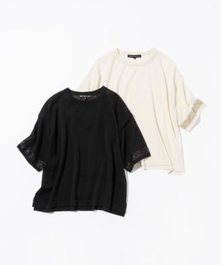 23区 S 【洗える】スパンコールシアー ニットT アイボリー系