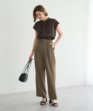 YECCA VECCA スモッキングピンタックシャツ Brown