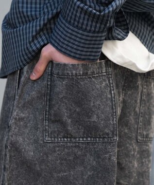 WEGO 【ウエストゴム/SMLサイズ展開】イージーコットンハーフパンツ デニムブラックソノタ