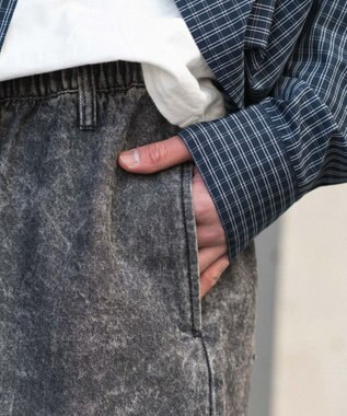 WEGO 【ウエストゴム/SMLサイズ展開】イージーコットンハーフパンツ デニムブラックソノタ