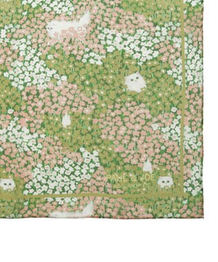 MOONBAT 【WEB限定】PAUL & JOE ACCESSOIRES シルクシフォンスカーフ 58×58cm オリーブグリーン(Hide and seek in the flowers)