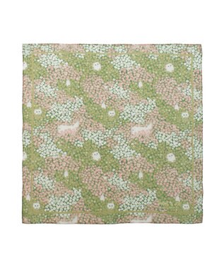MOONBAT 【WEB限定】PAUL & JOE ACCESSOIRES シルクシフォンスカーフ 58×58cm オリーブグリーン(Hide and seek in the flowers)