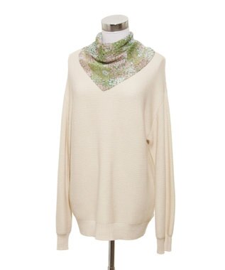 MOONBAT 【WEB限定】PAUL & JOE ACCESSOIRES シルクシフォンスカーフ 58×58cm オリーブグリーン(Hide and seek in the flowers)