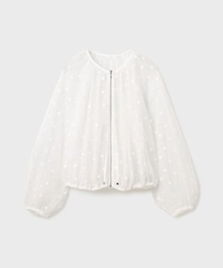 GRACE CONTINENTAL チュールノーカラーブルゾン ホワイト