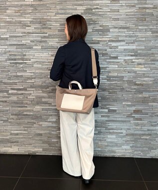 TOPKAPI 【Breath TOPKAPI sis】【WEB限定】ナイロン レザーポケット ミニ トートバッグ ショルダー付き 軽量 / CALM カーム ベージュ
