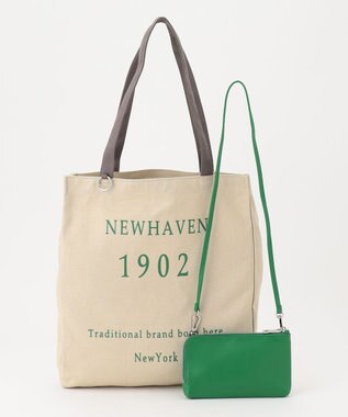 J.PRESS LADIES 【WEB限定カラーあり・A4サイズ収納可・セットアイテム】ポーチ付き PRINTED トート バッグ グリーン系