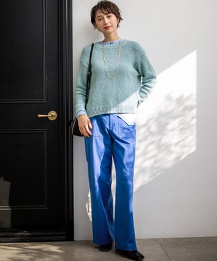 23区 L 【先行予約】コットンコードミックス クロップド ニット サックスミックス