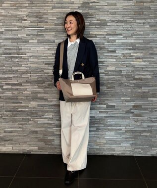 TOPKAPI 【Breath TOPKAPI sis】【WEB限定】ナイロン レザーポケット ミニ トートバッグ ショルダー付き 軽量 / CALM カーム ベージュ