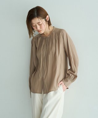 YECCA VECCA ギャザーブラウス Beige