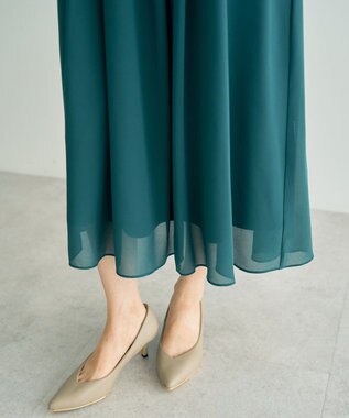 YECCA VECCA レース切替シフォンドレス Blue Green