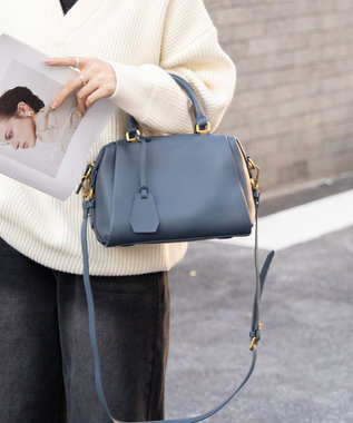 style code [Lyrss]牛革　ボストンバッグ ネイビー